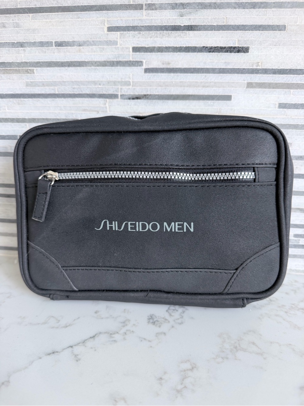 Shiseido Men Black Travel Toiletry Pouch with Front Zip